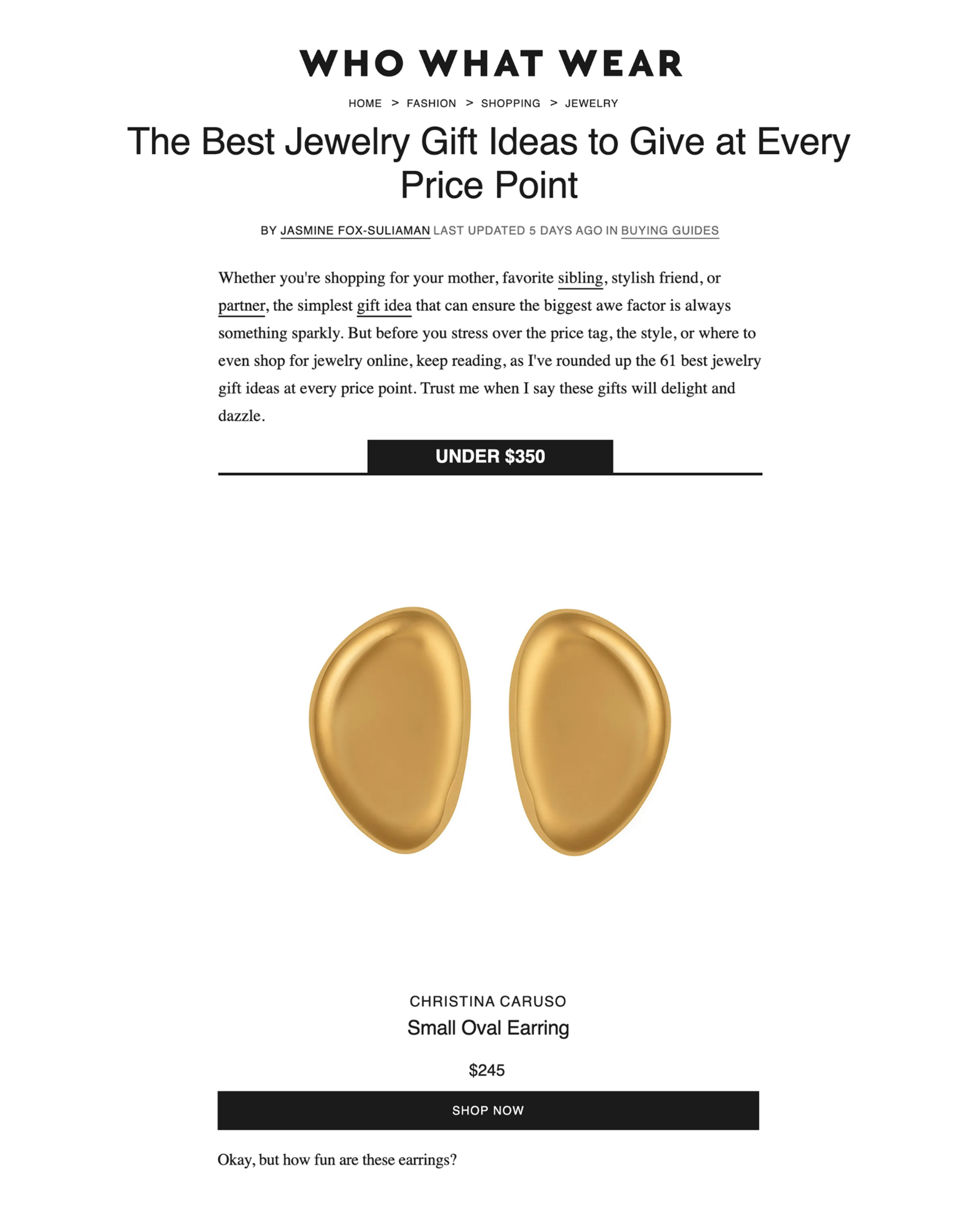 Who What Wear article featuring Small Oval Earring