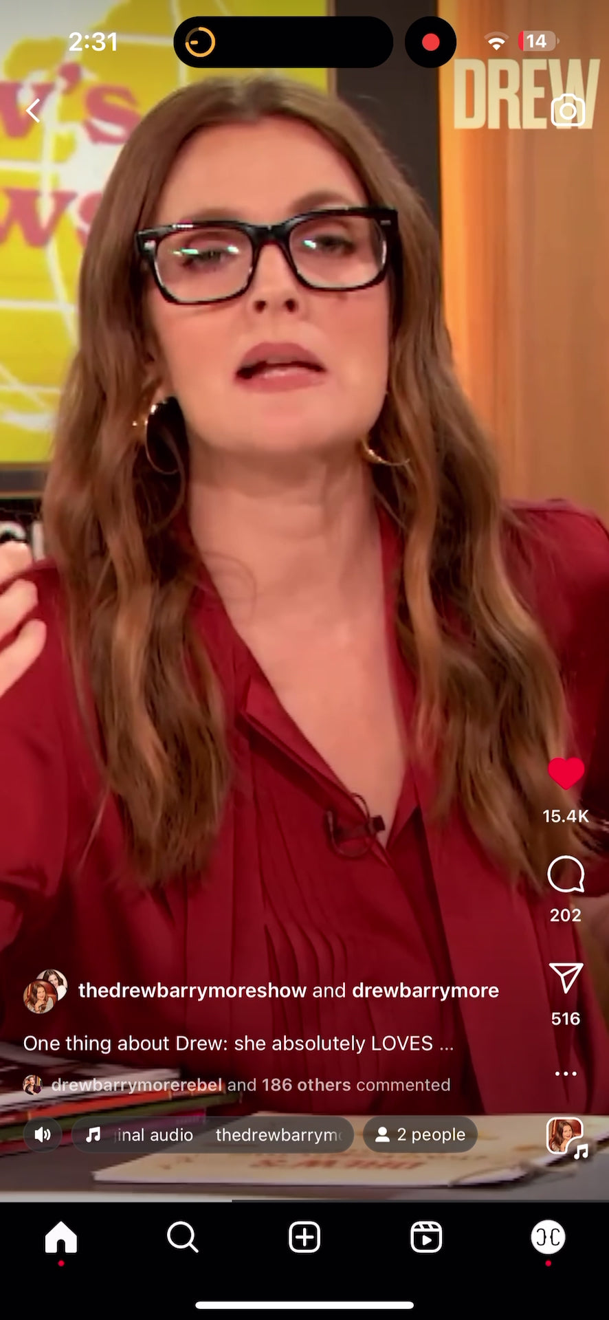 Drew Barrymore wearing Petal Earrings 14k Gold Plated