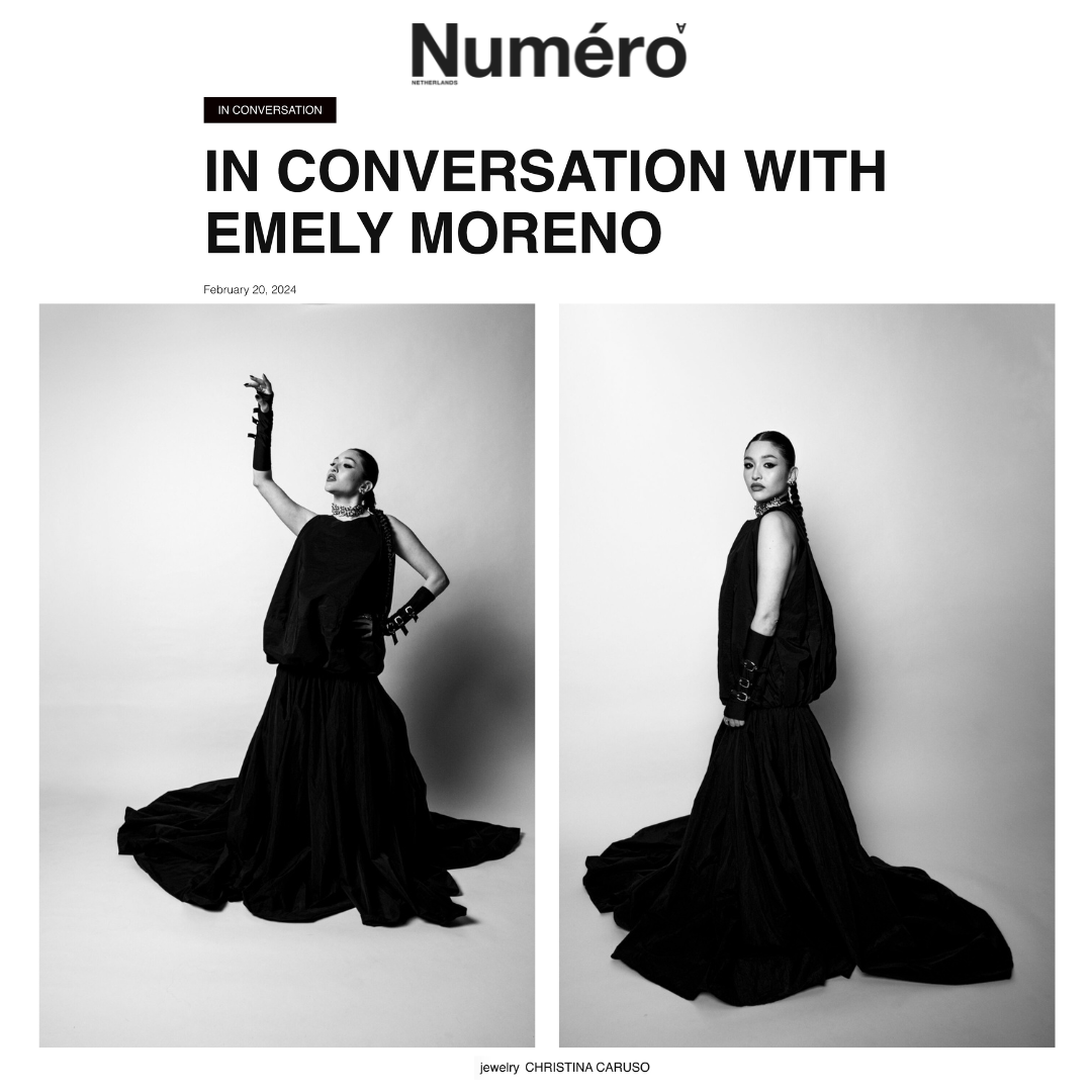 Numero article featuring Emely Moreno wearing a Christina Caruso bracelet as a choker