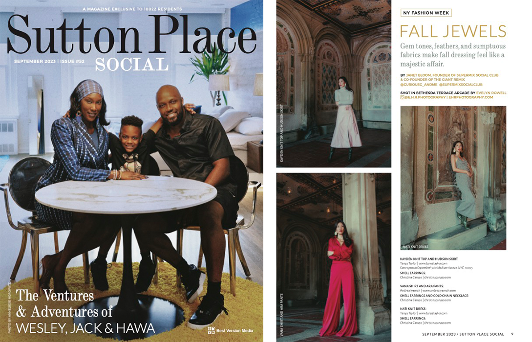 Sutton Place magazine featuring Christina Caruso necklace and earrings