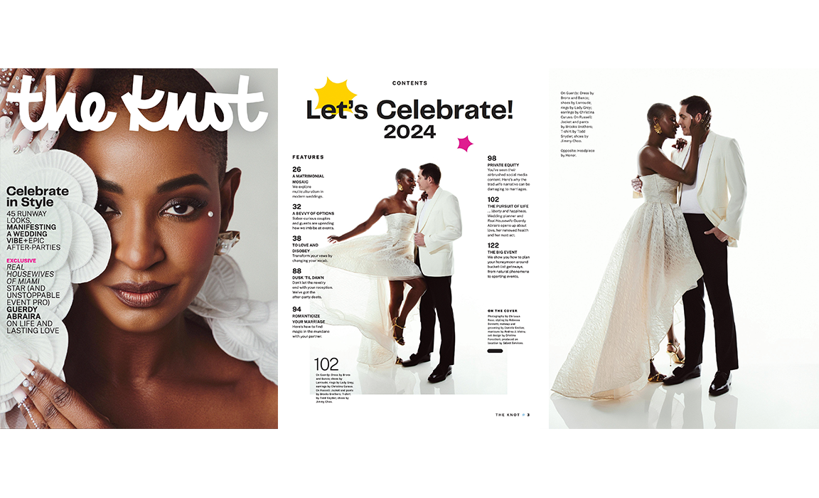 The Knot Magazine featuring a model wearing Christina Caruso earrings