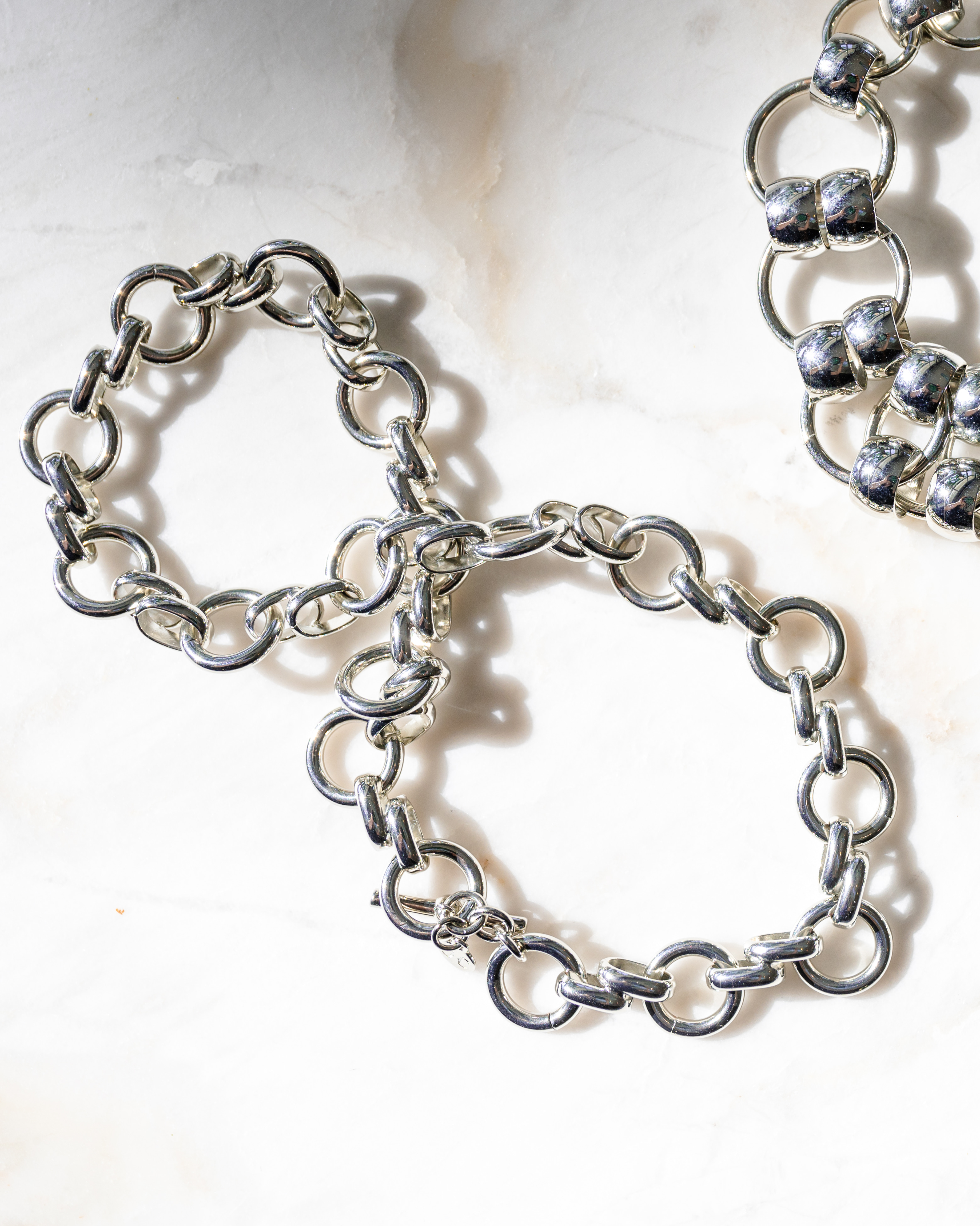 Italian Chain Link Necklace in Rhodium (Silver tone)