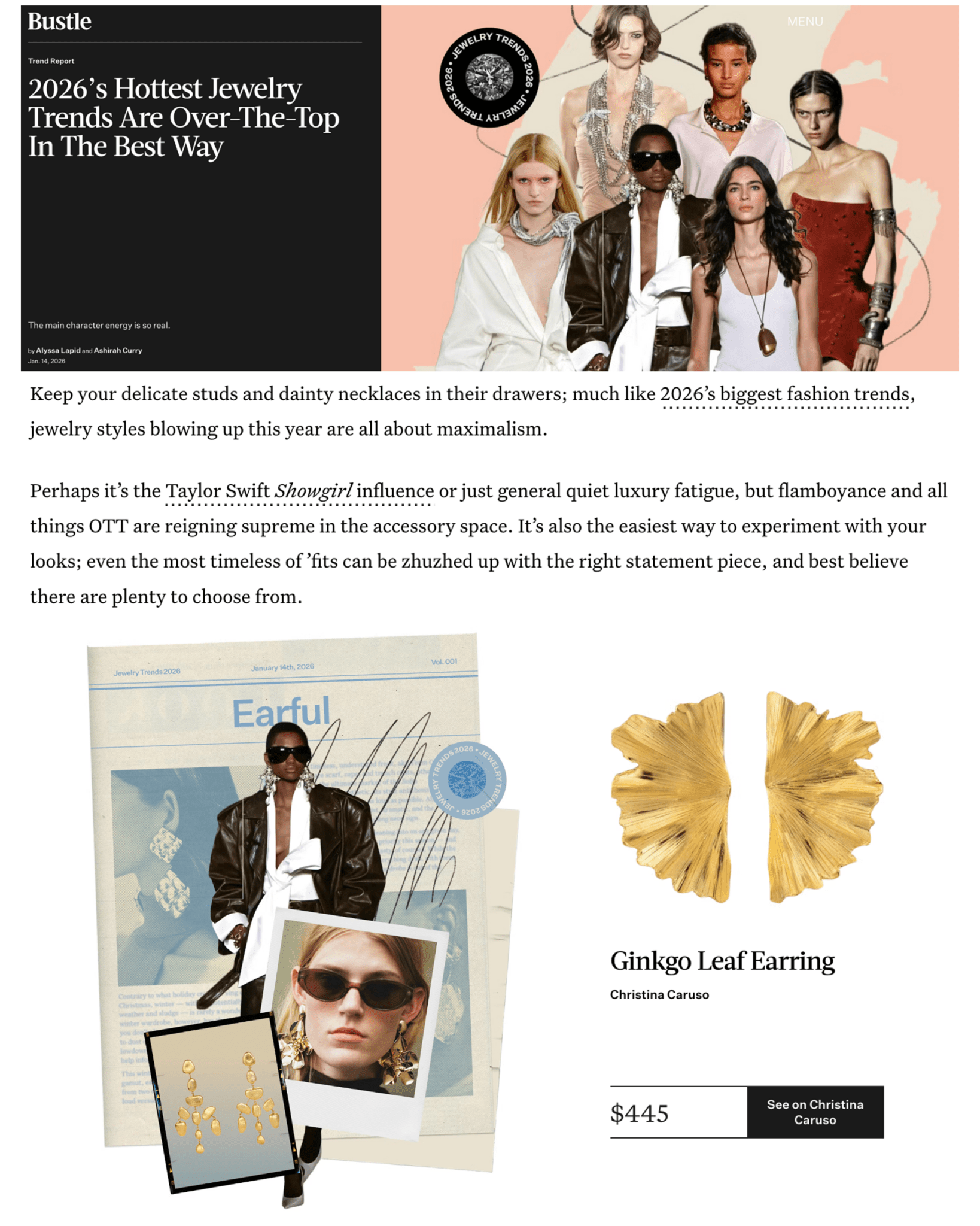 Ginkgo Leaf Earring - Christina Caruso