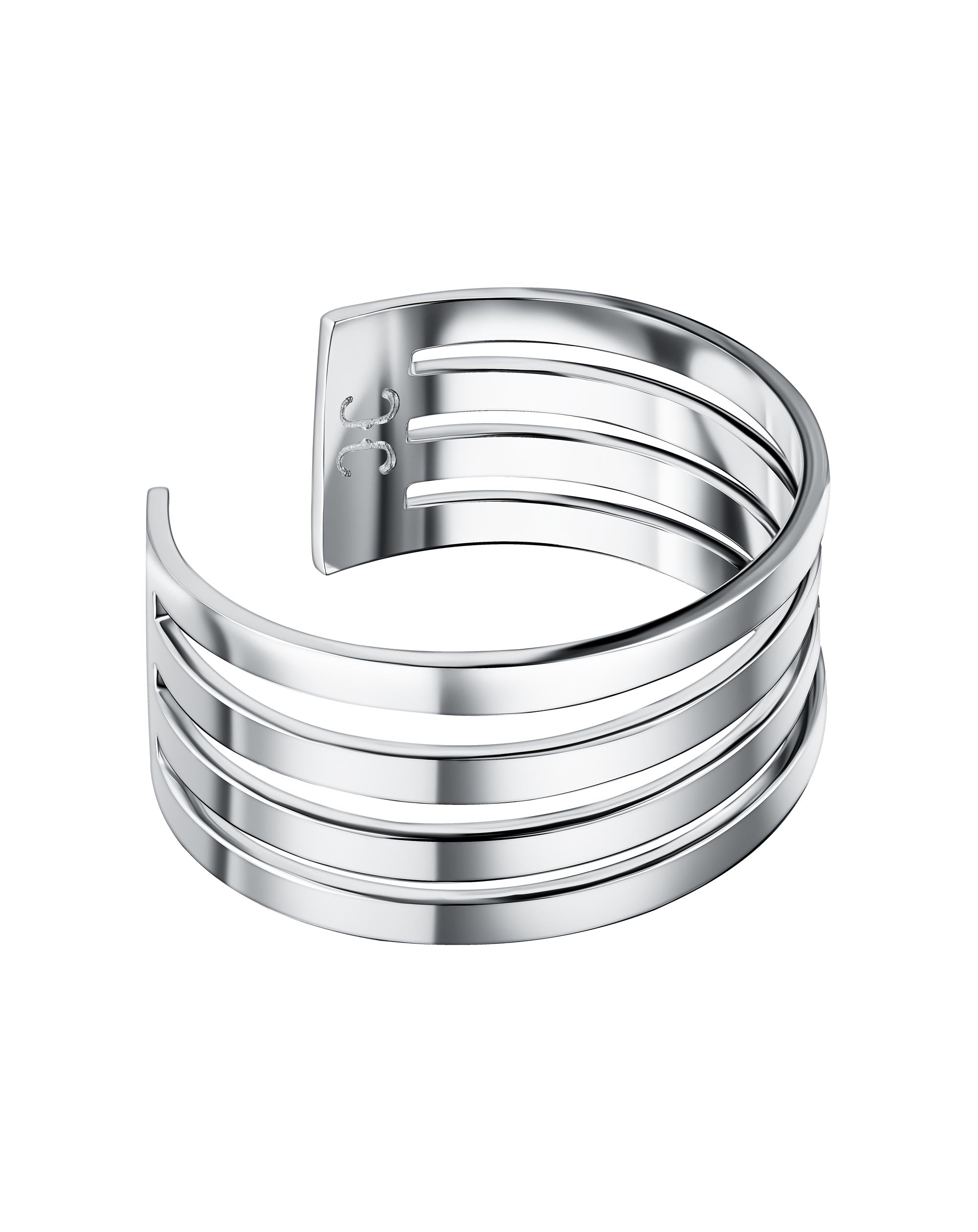 Line Cuff in Rhodium against a white background