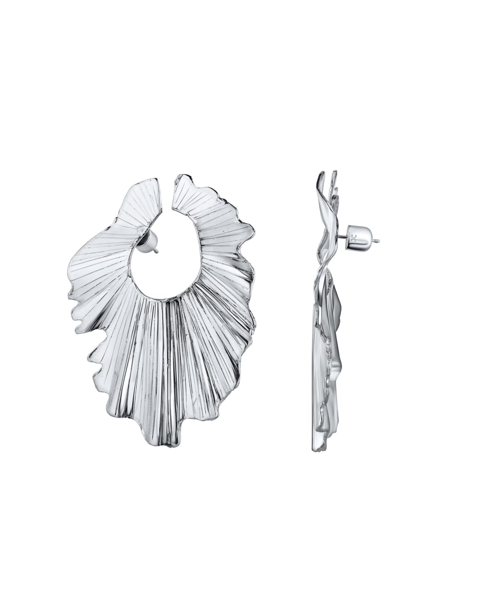 Palm Leaf Earring in Rhodium - Christina Caruso