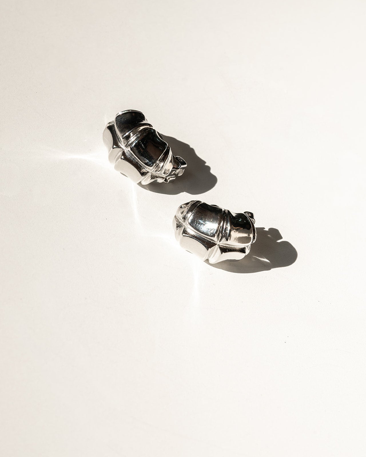 Bamboo Clip-on Earring Silver Tone