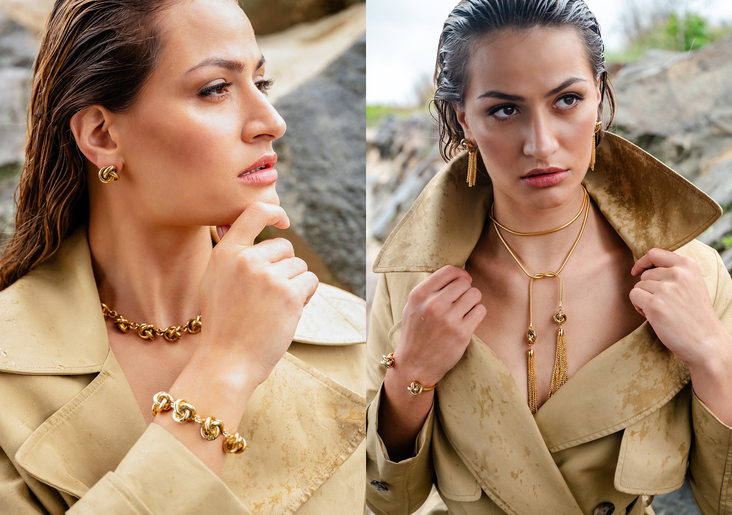 Love Knot Bracelet, Necklace and Stud, plus Tassel Knot Necklace and Earrings and Love Knot Cuff