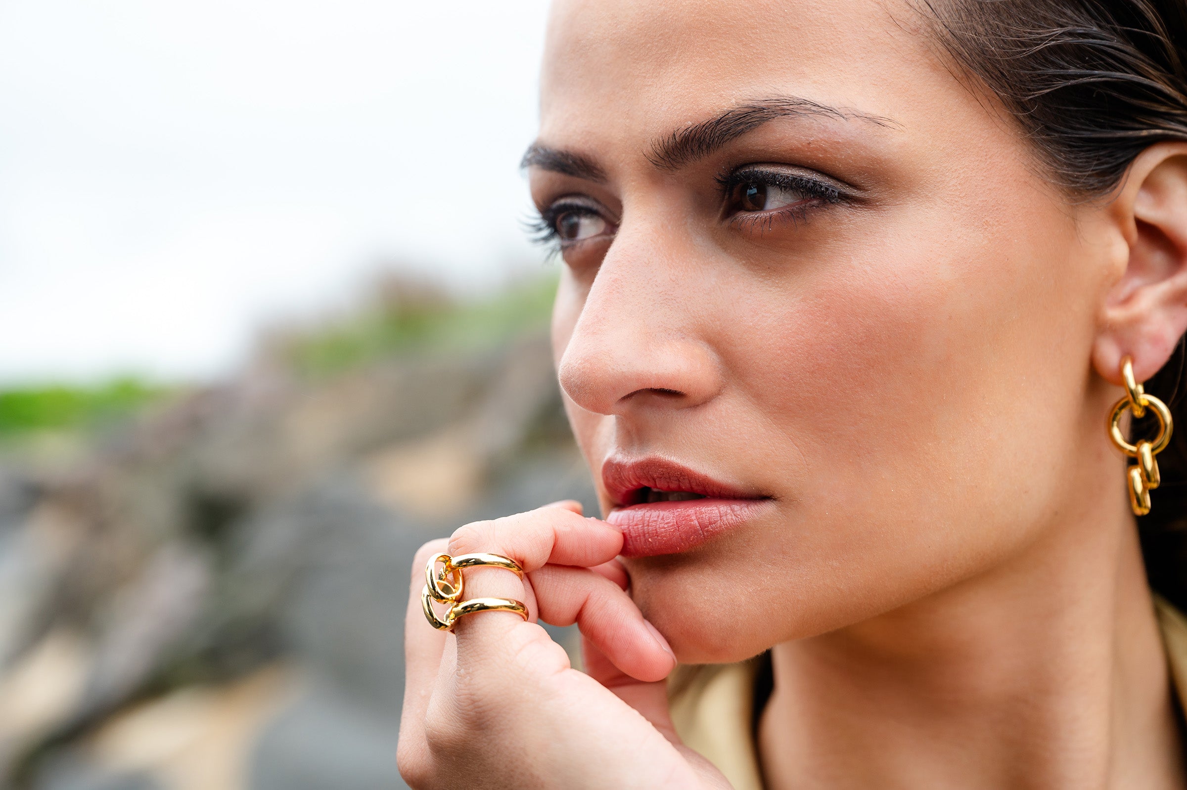 Italian Chain Earring and Italian Double Ring