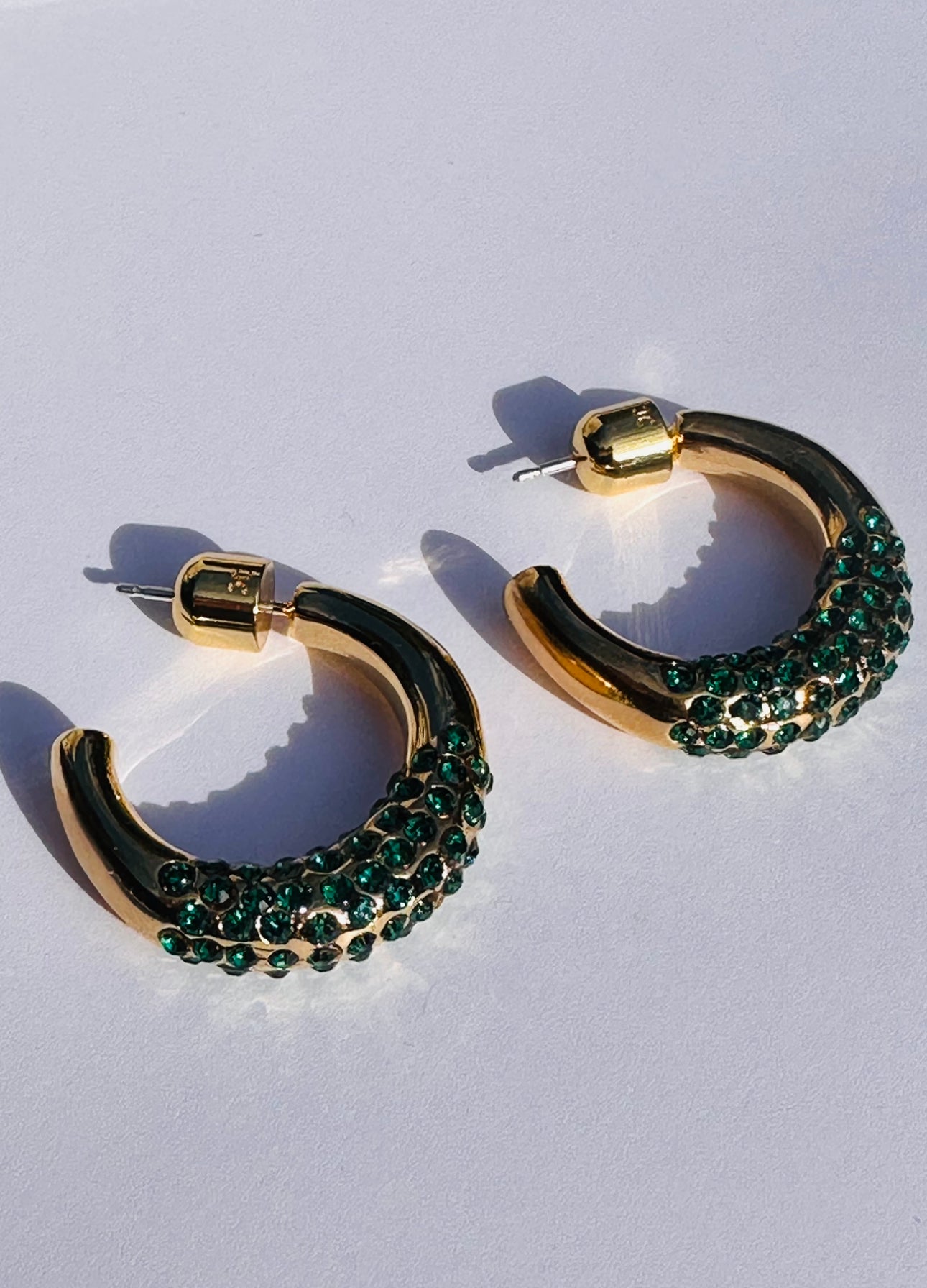 Pavé Hoop Earring with green crystals