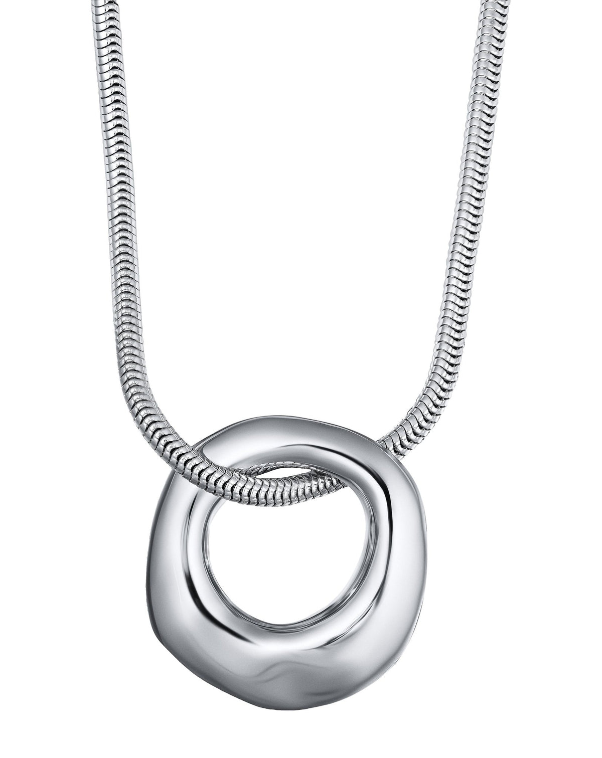 Organic Circle Pendant RHODIUM (SILVER TONE)