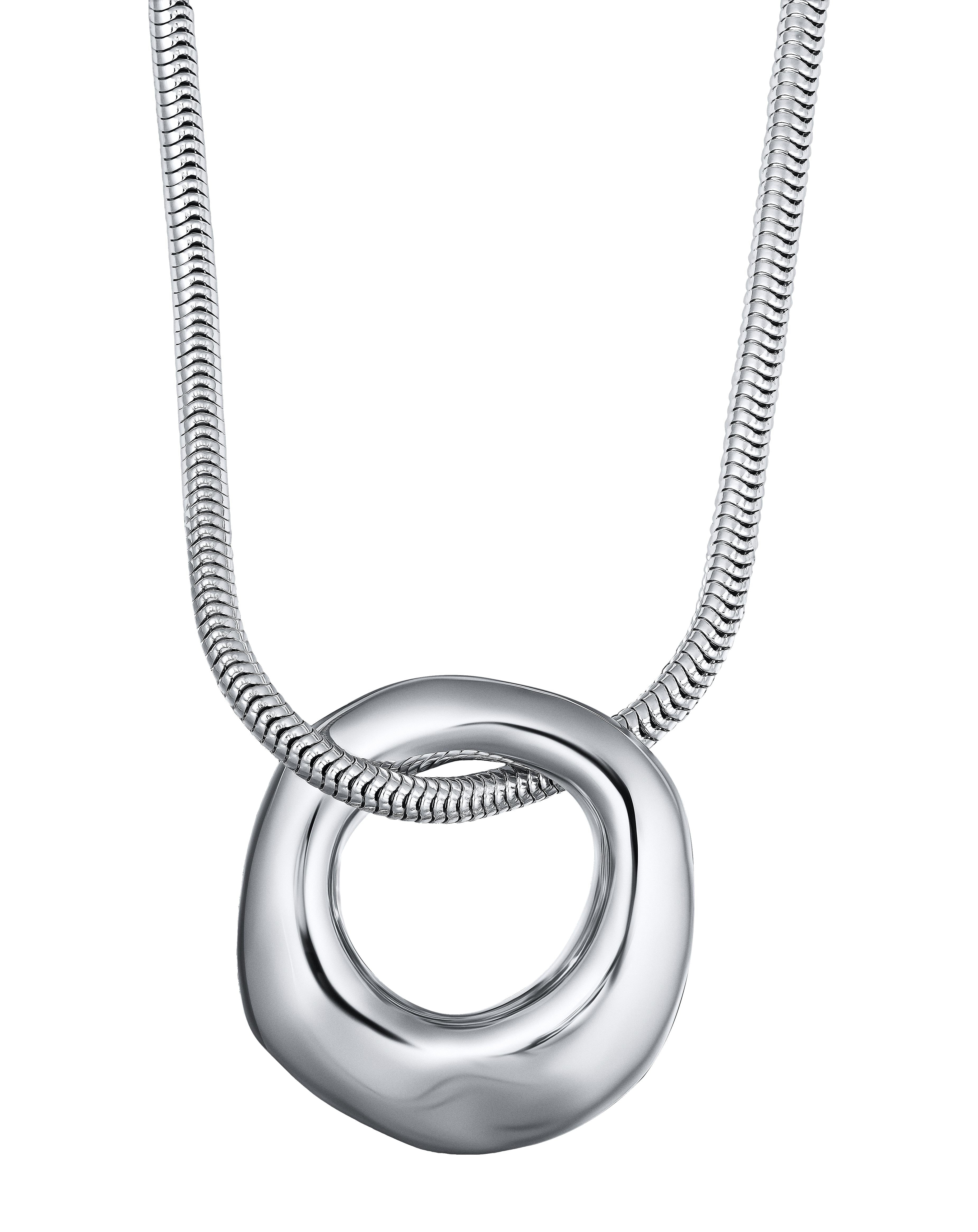 Organic Circle Pendant Rhodium (Silver Tone)