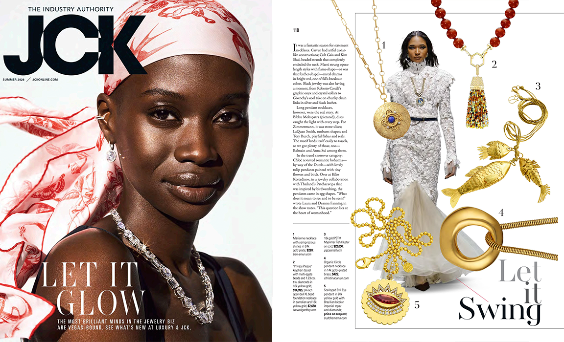 Christina Caruso Organic Circle Pendant featured in the Summer issue of JCK.