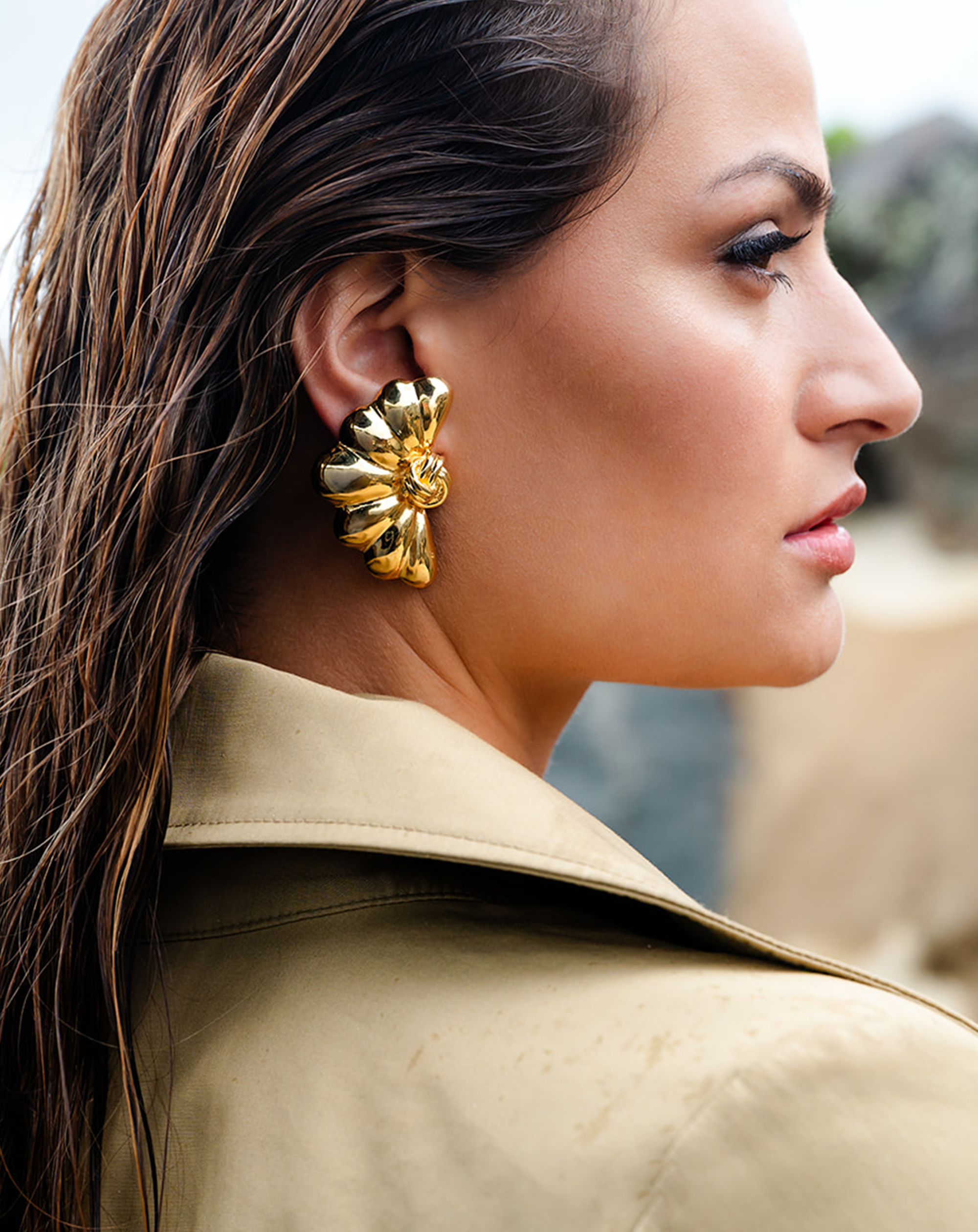 Knot Flower Earring On Model