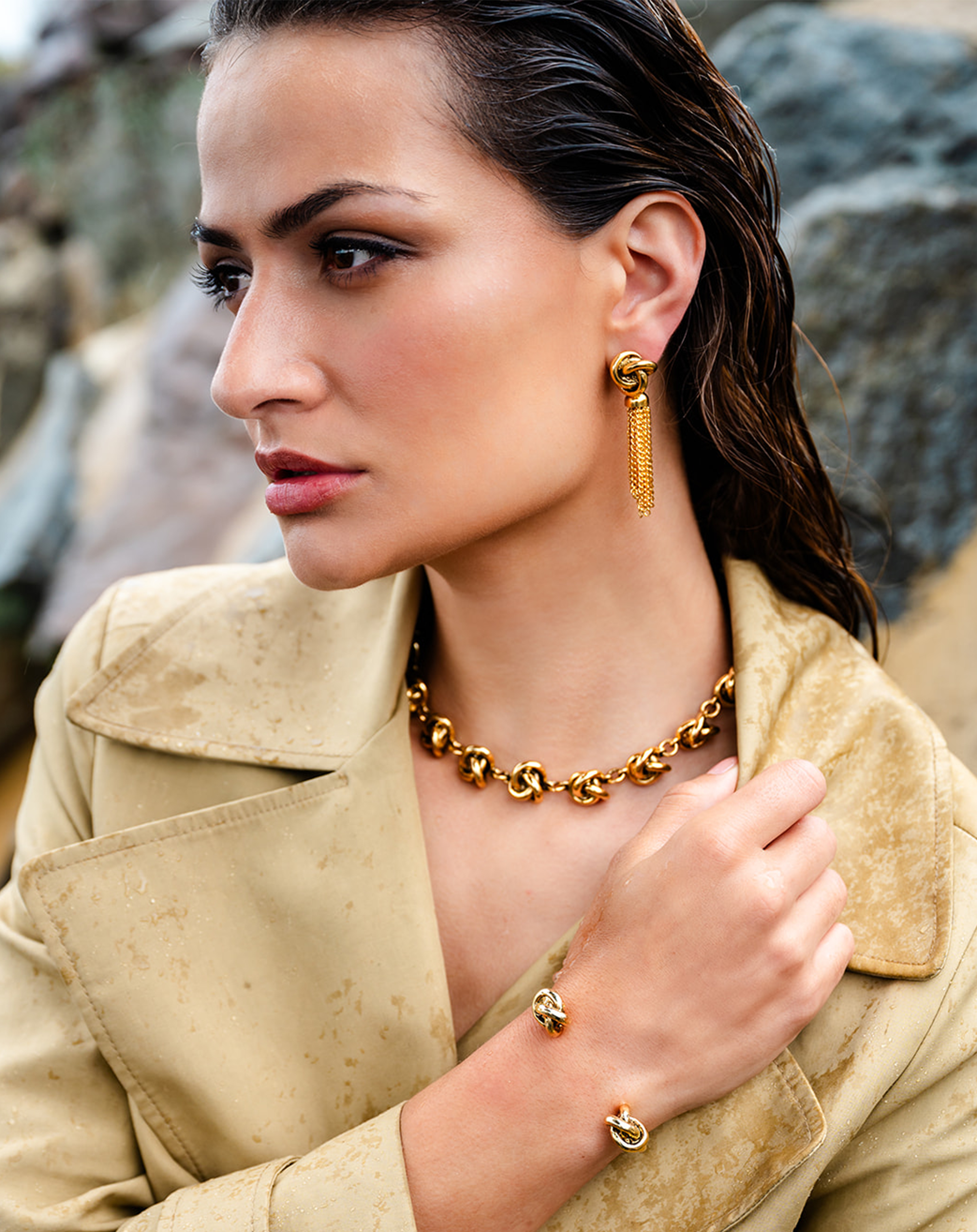 Knot Tassel Earring On Model
