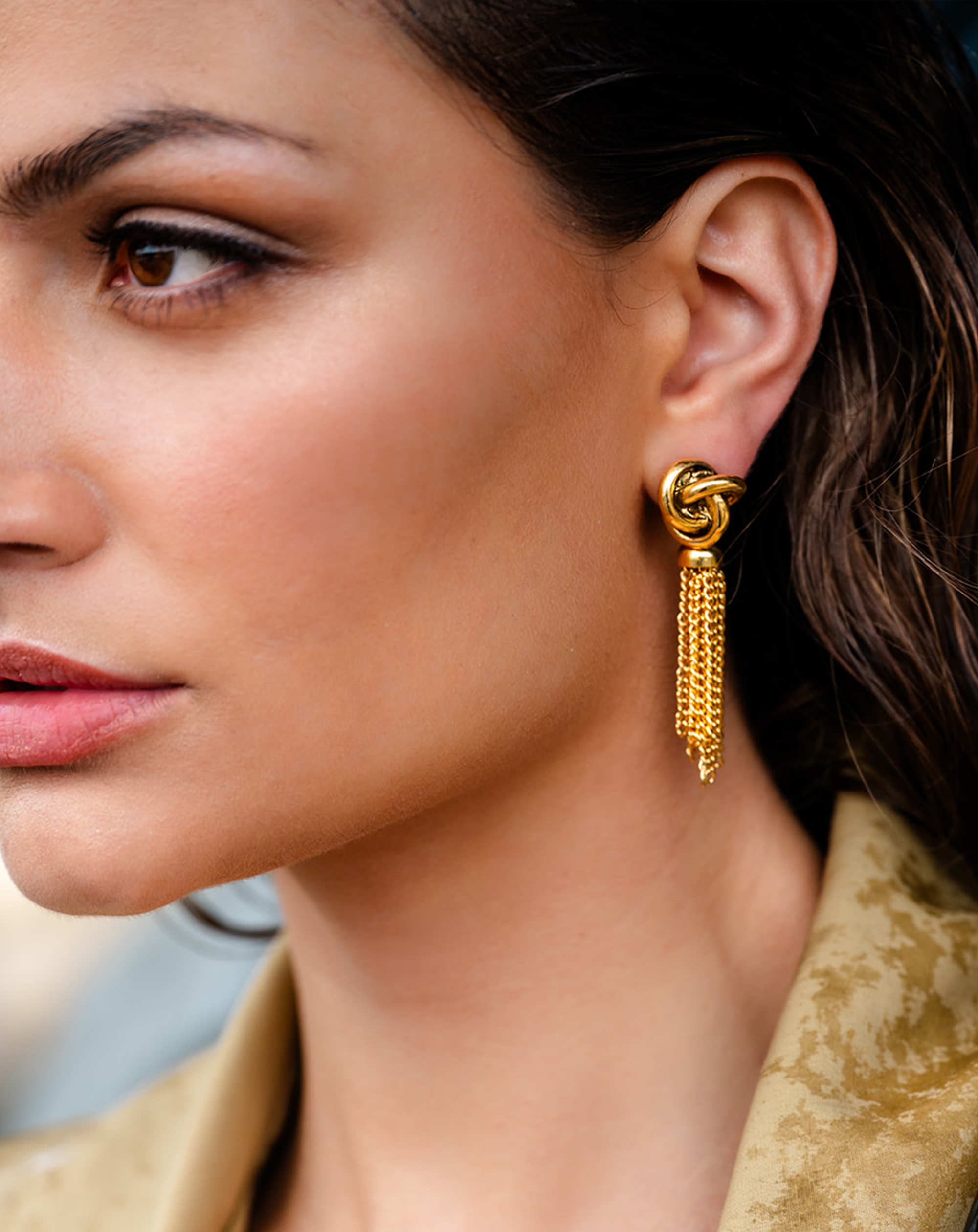 Knot Tassel Earring On Model
