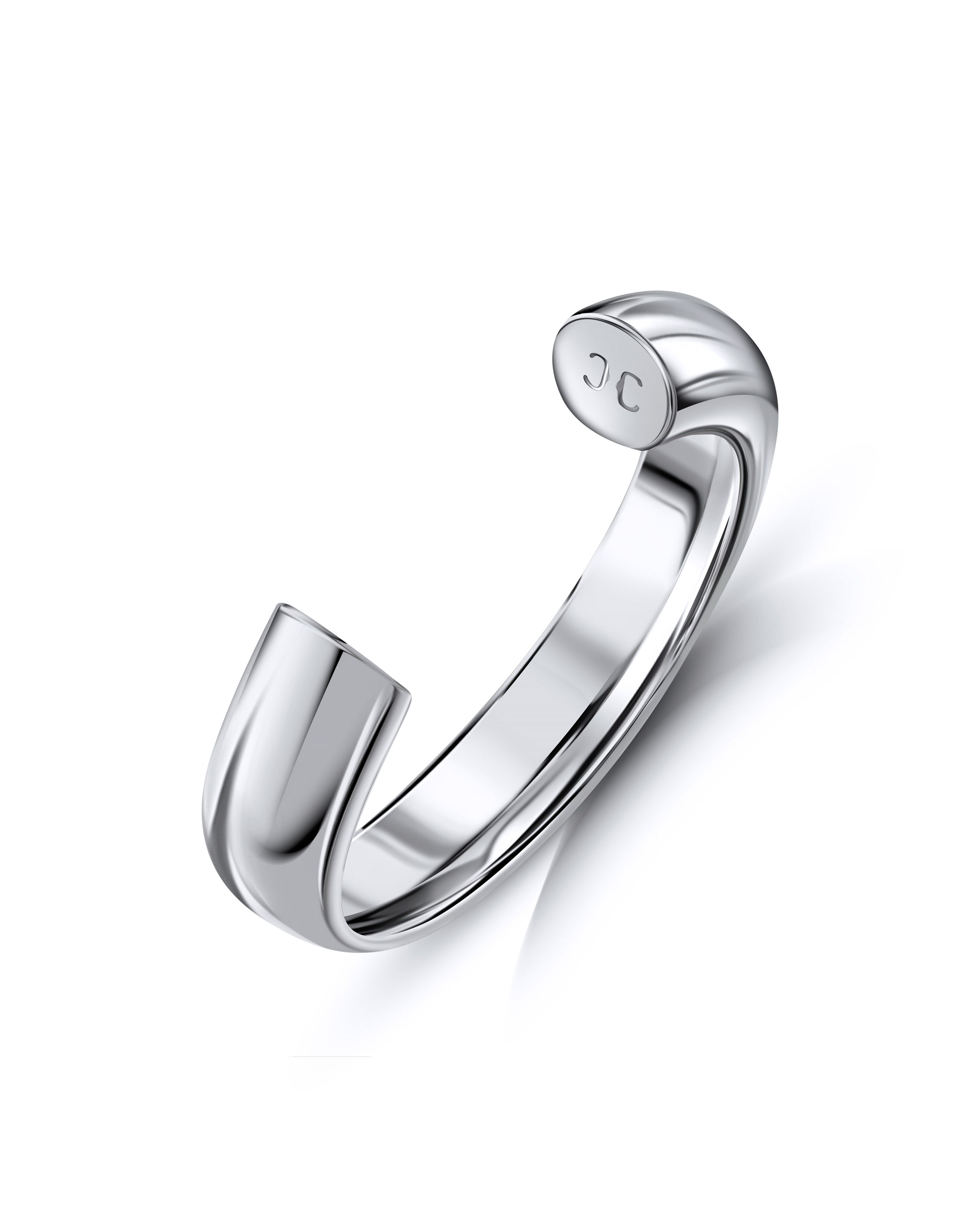 Torus Cuff in Sterling Silver against a white background