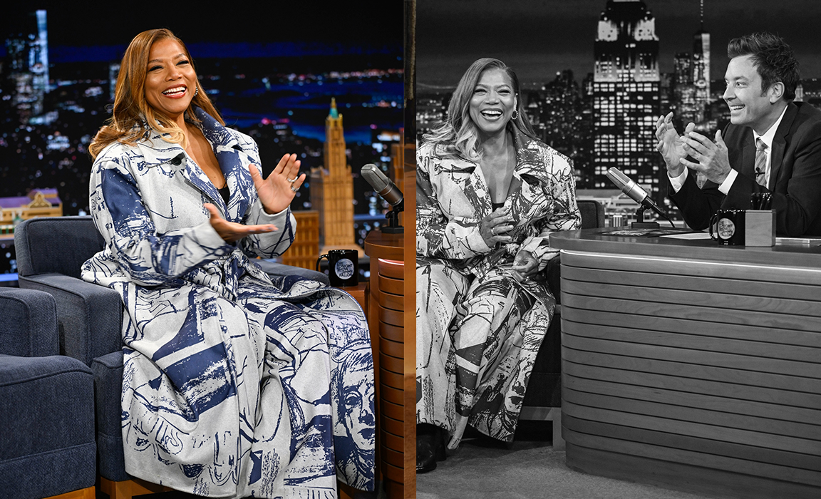 Queen Latifah wearing the Triple Smooth Ring&nbsp;for an appearance on&nbsp;The Tonight Show Starring Jimmy Fallon