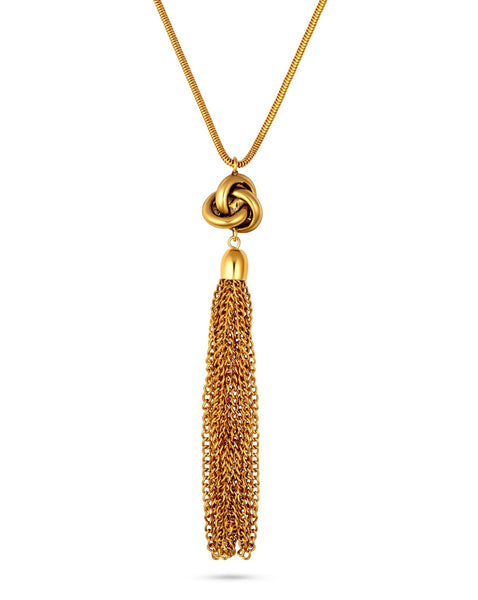 Tassel Knot Necklace - 14k Gold Plated Snake Chain | Christina Caruso