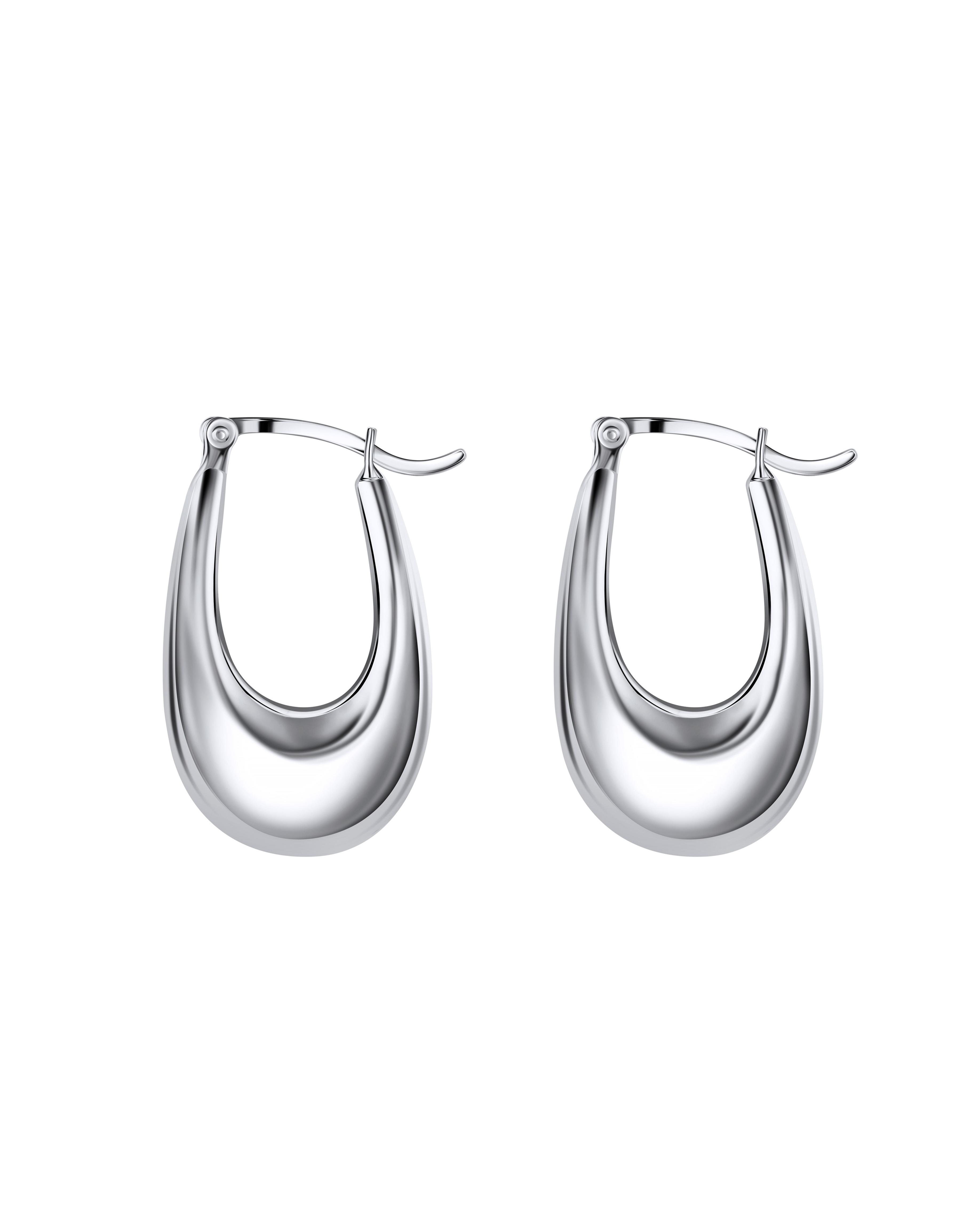 Thick Hoop - Rhodium against a white background