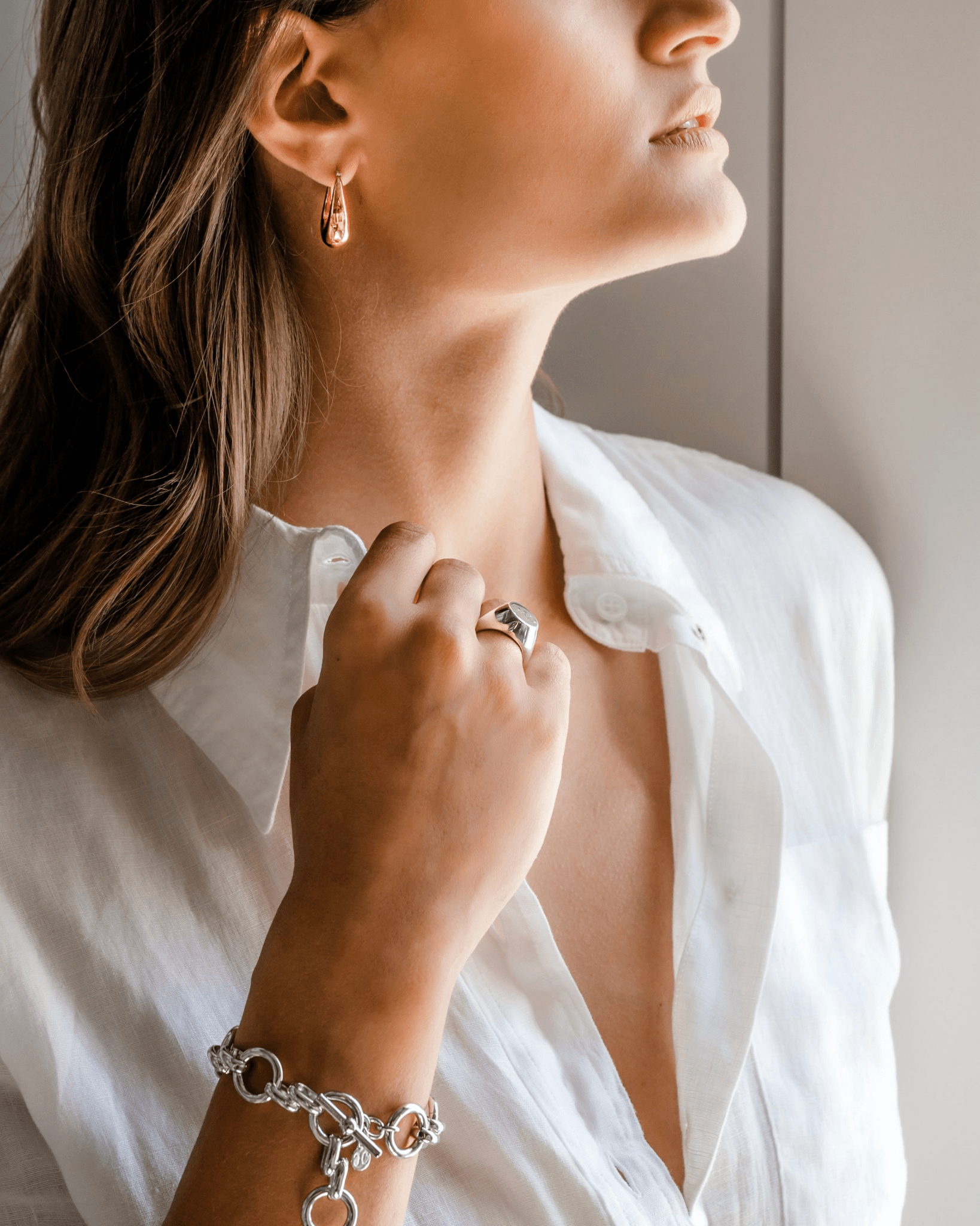 Thick Hoop - Rhodium - Christina Caruso