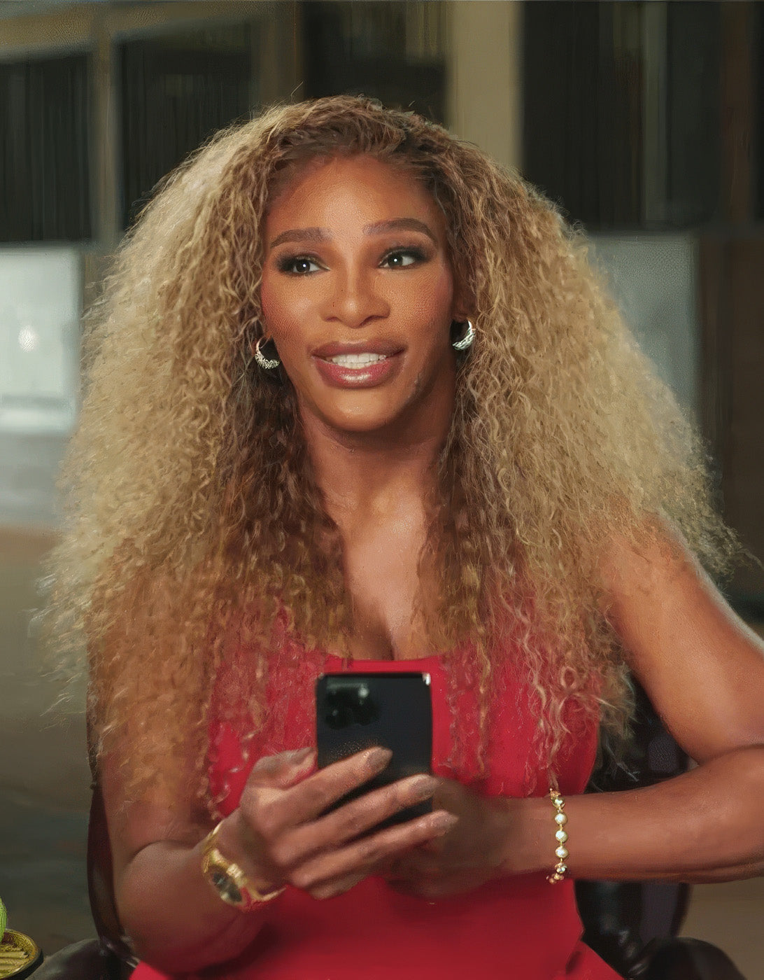 Serena Williams in Christina Caruso Pave Hoop Earrings