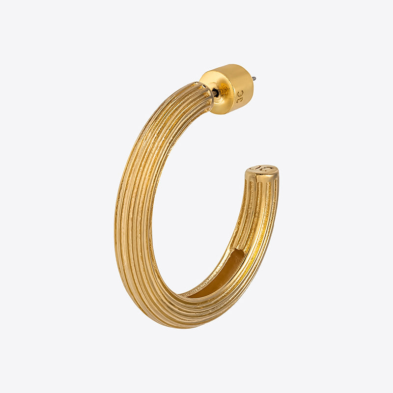 Single Ribbed Hoop Earring