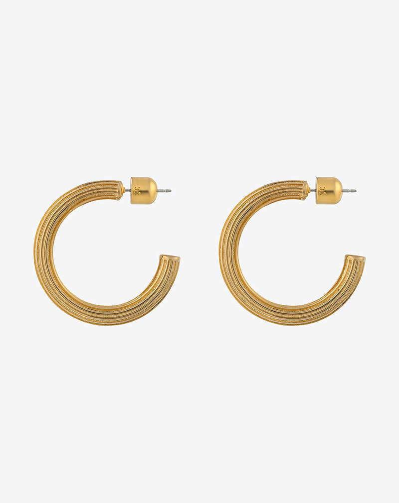 Ribbed Hoop Earring against a white background