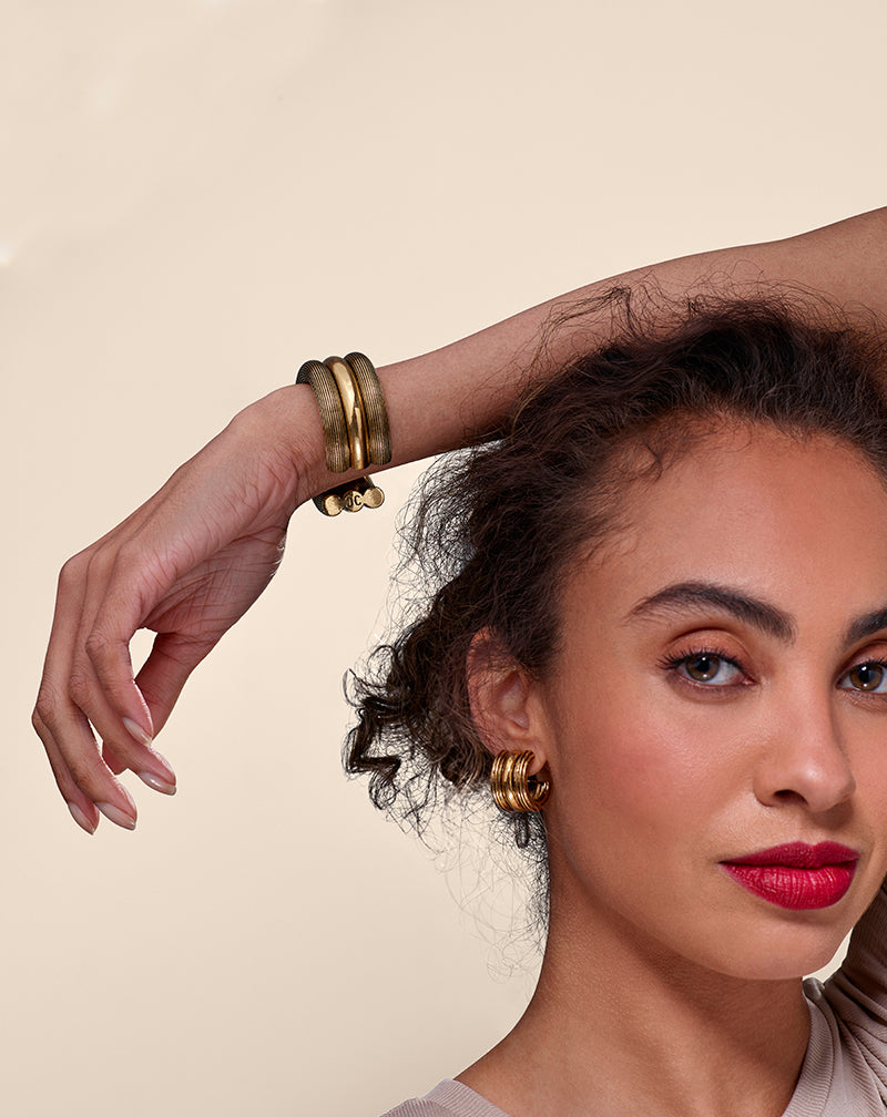 Baby Triple Hoop Earring and Triple Cuff