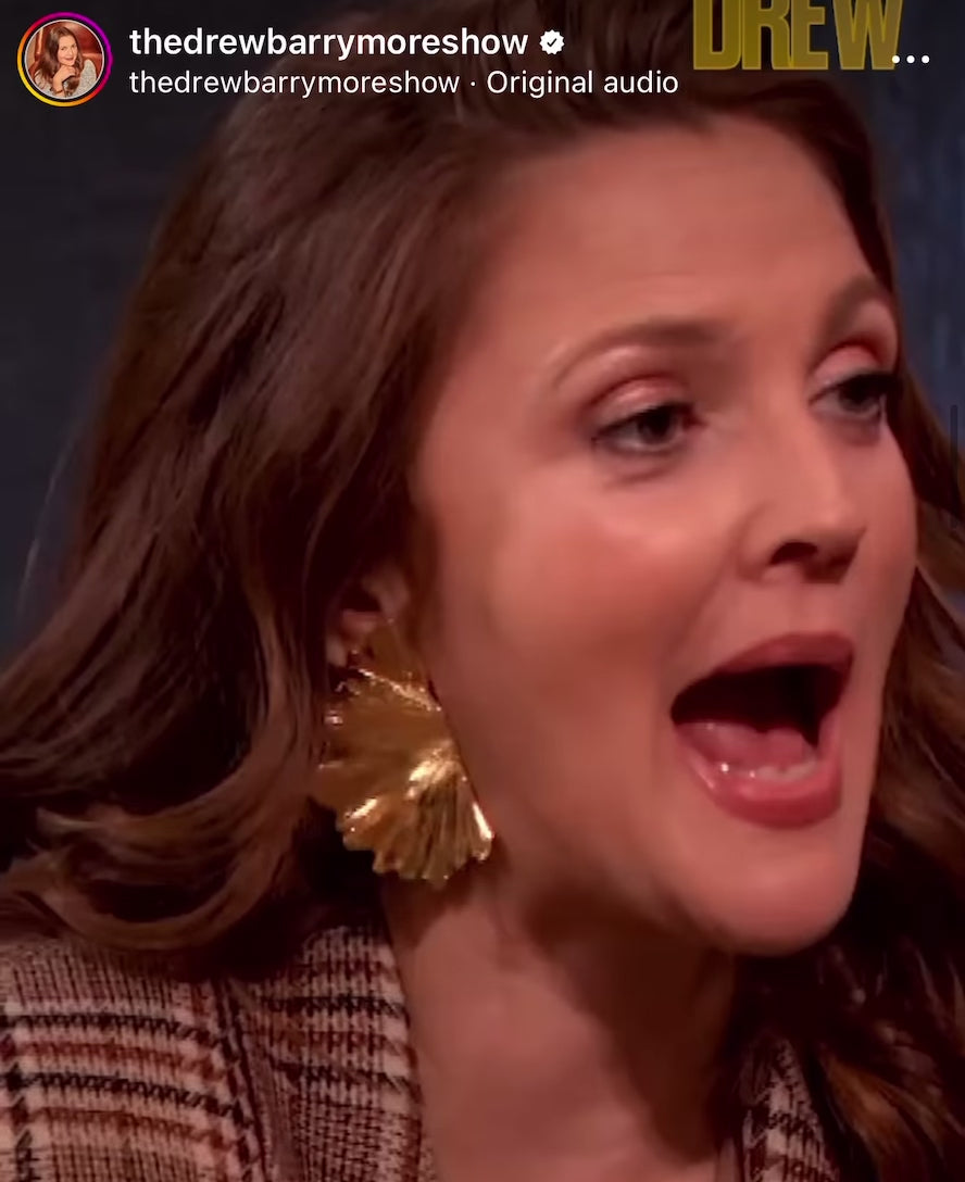 Drew Barrymore wearing Ginkgo Leaf Earring